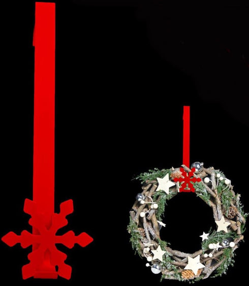 RED SNOW METAL WREATH HANGER RED. 55036